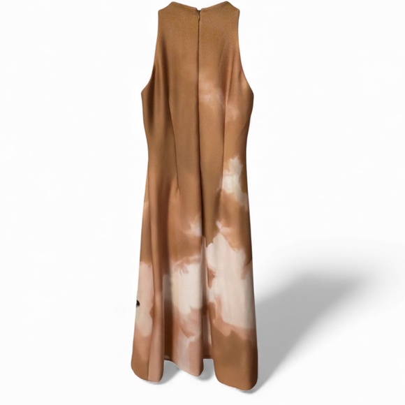 Donna Karan New York Sleeveless Sheath Dress Gold Tan White Brushstroke Sz 4 NWT - Picture 4 of 4